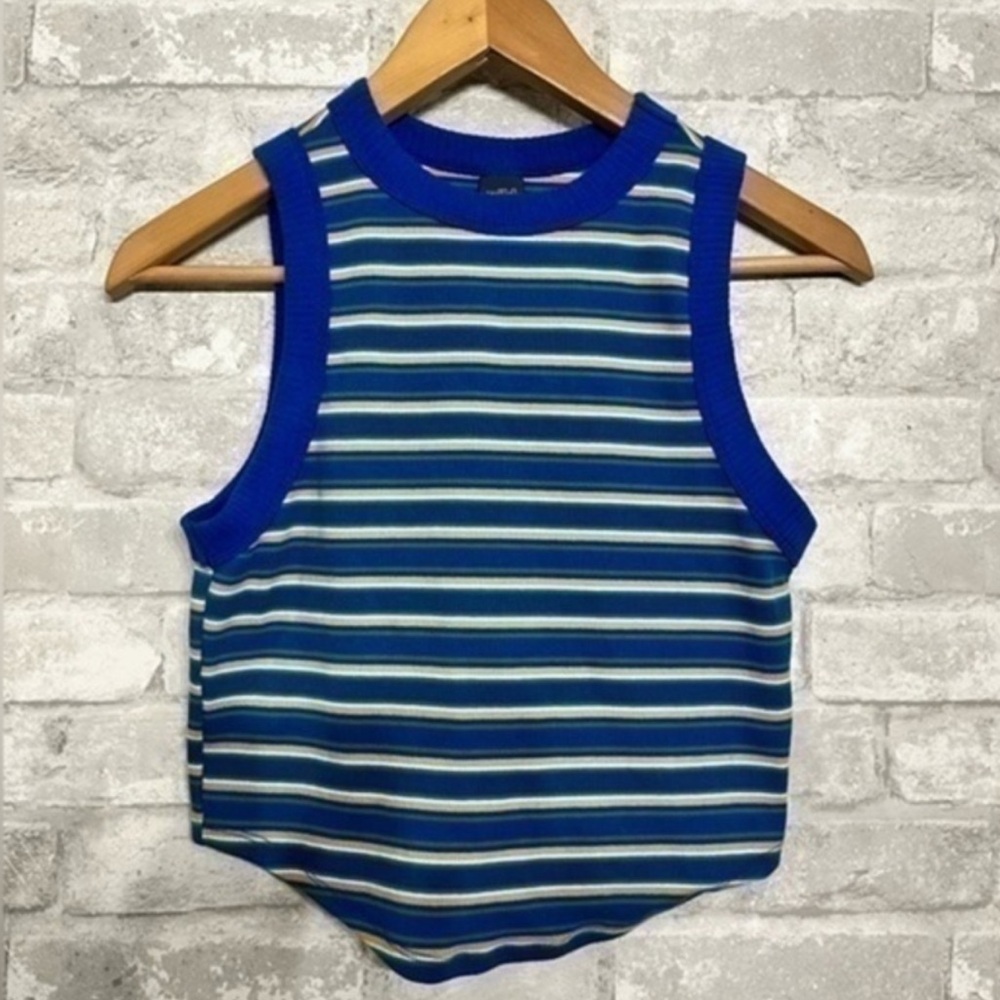 WILD FABLE | high neck racerback stripe blue orange tank top -  size medium​​